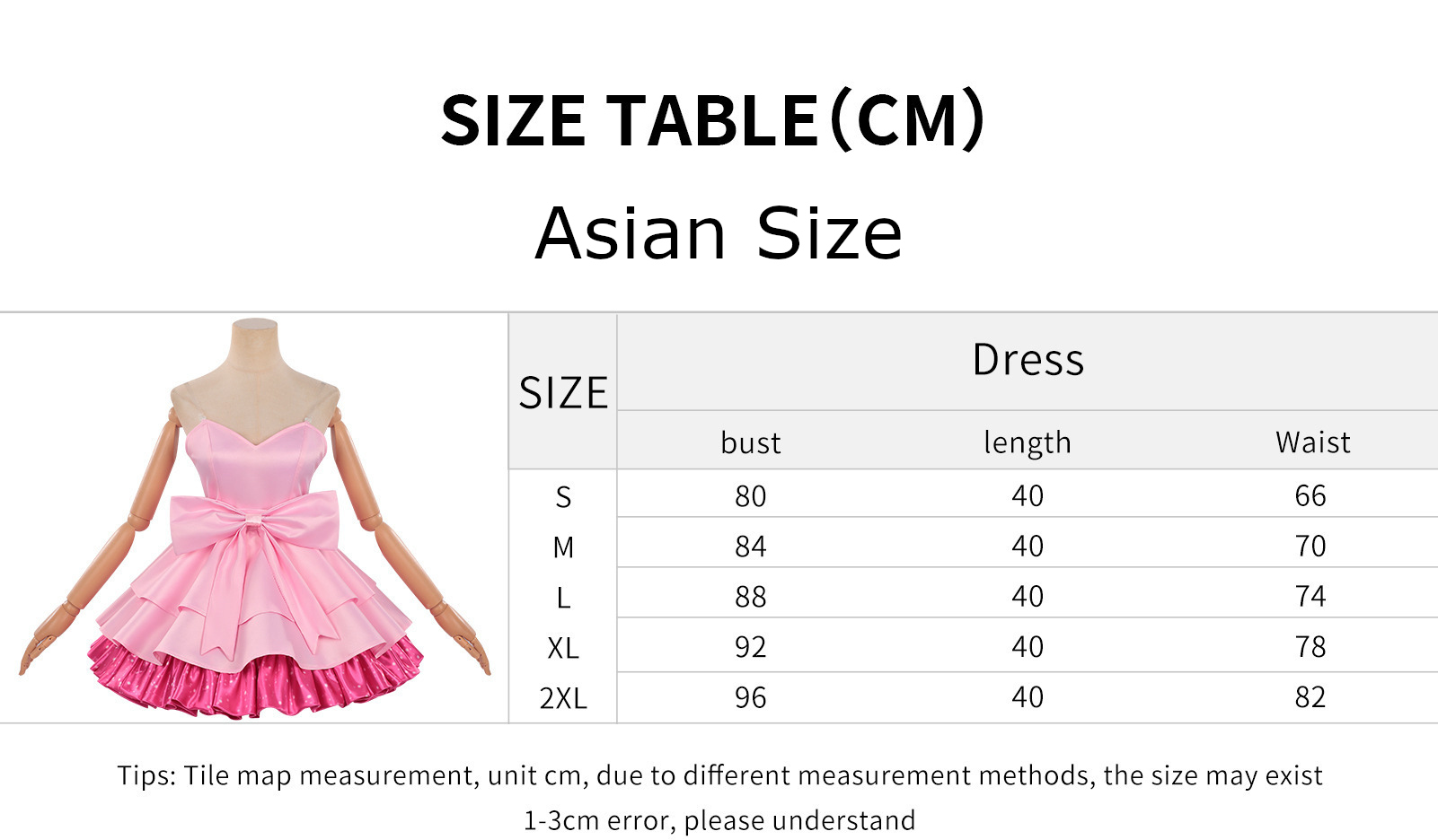 Mizi Red Dress Costume size chart
