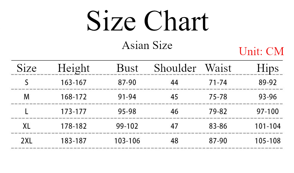 Ichigo Kurosaki Costume size chart