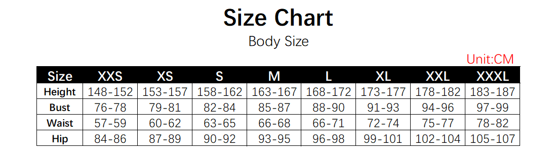 Mikamo Neru Costume size chart