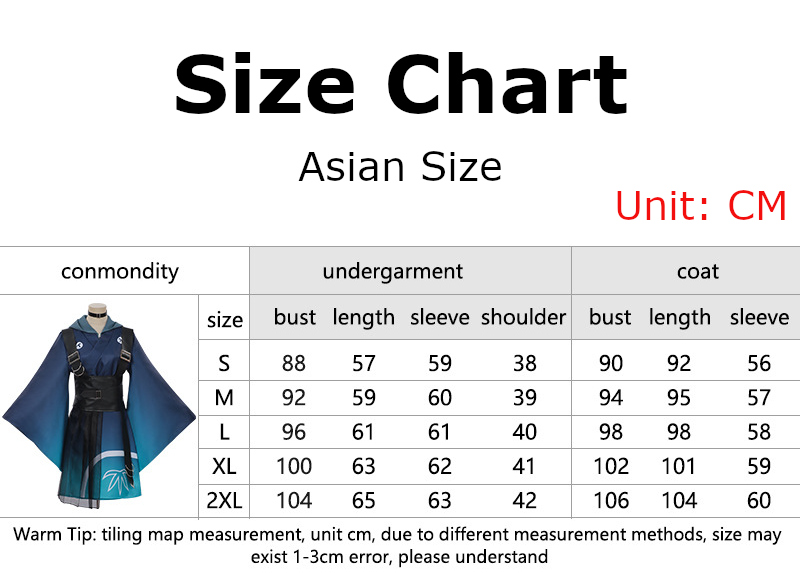 Iroha Sakayori Costume size chart