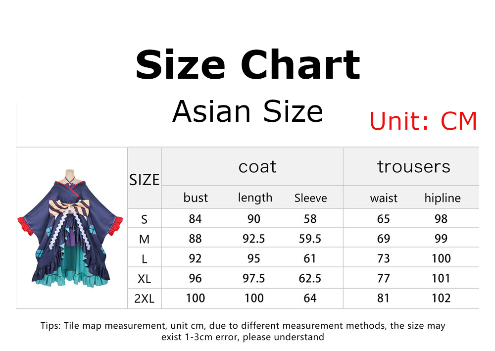 Yachiyo Runami Costume size chart