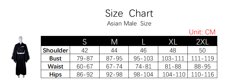 Muichiro Tokito Costume size chart