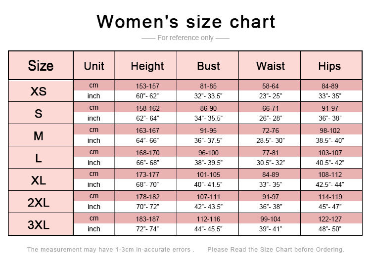 Levy Costume size chart