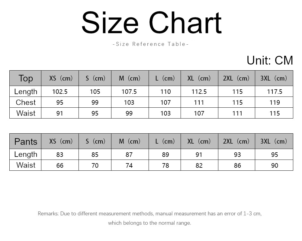 Natsu Costume size chart