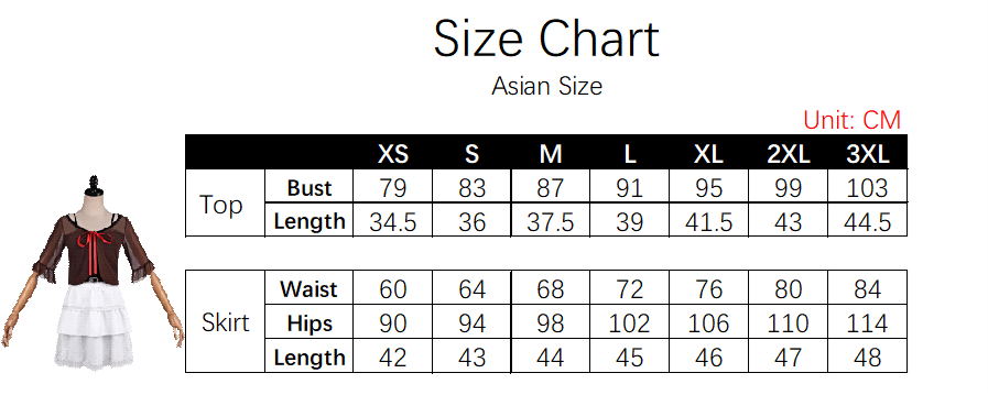Mayu Amakura Costume size chart