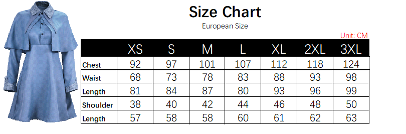 Fleur Delacour Costume size chart