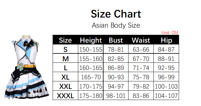Haruka Kiritani Costume size chart