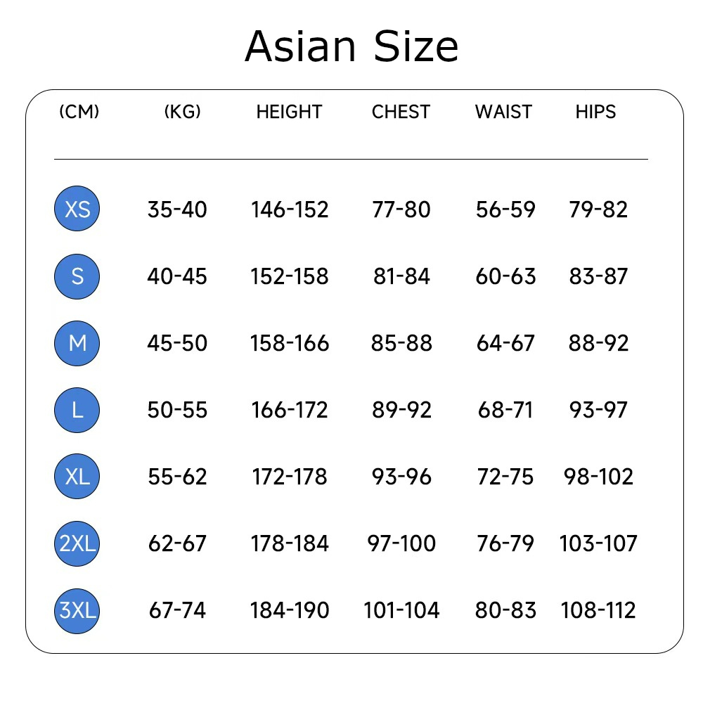 Sparxie Costume size chart