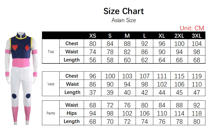 Hisoka Morow Yorknew City arc Costume size chart