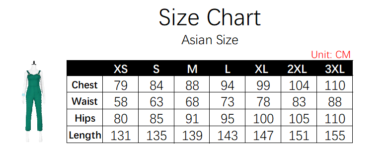F.F. Costume size chart