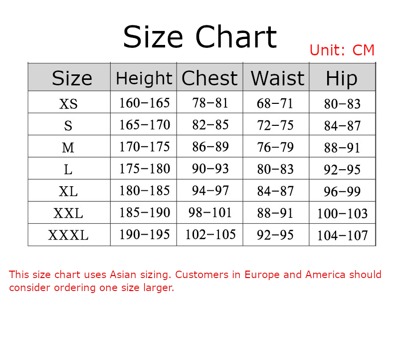 Yoshikage Costume size chart