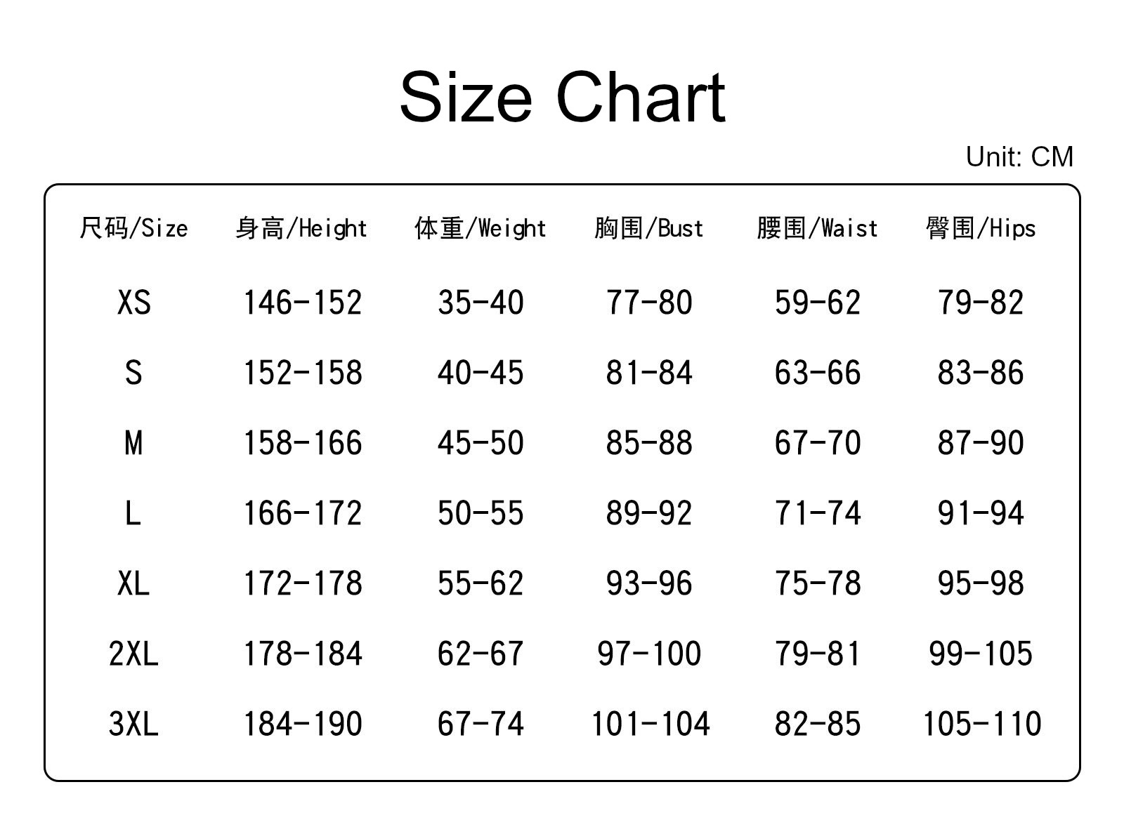 Kazuma Satou Costume size chart