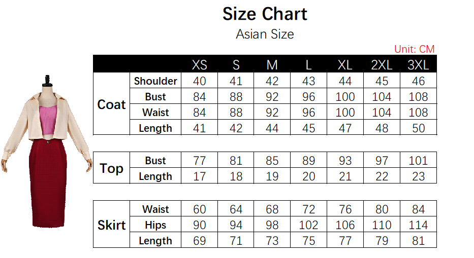 Kimie Arashiyama Costume size chart