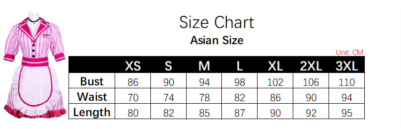 Marin Kitagawa Costume size chart