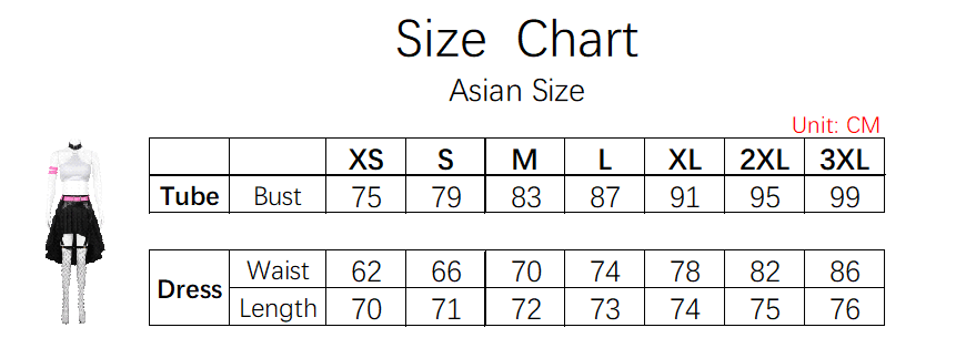 Nami Moive Costume size chart