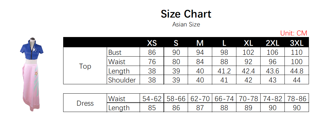 Nico Robin Odyssey Costume size chart