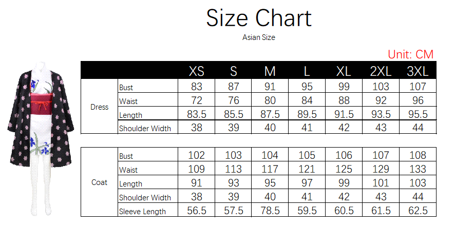 Nico Robin Onigashima Costume size chart