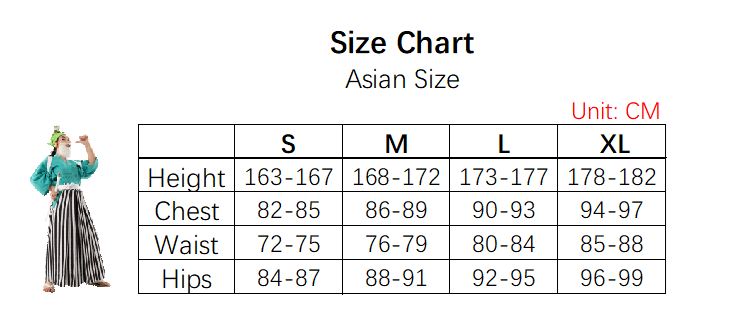 Usopp Wano Country Arc Costume size chart