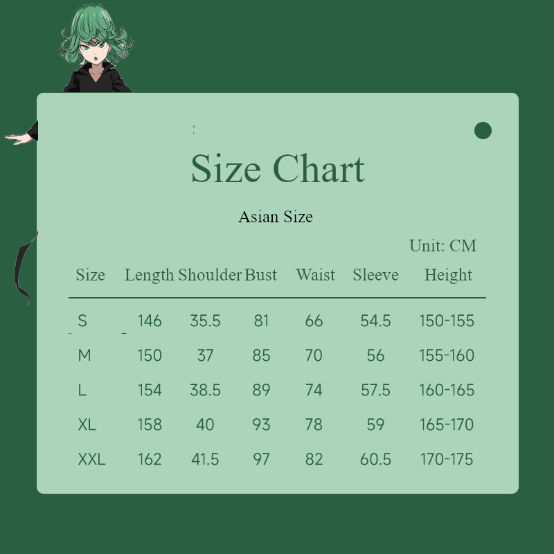 Tatsumaki Costume size chart