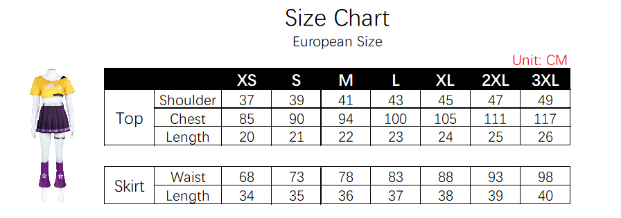 Juno Date Night Costume size chart