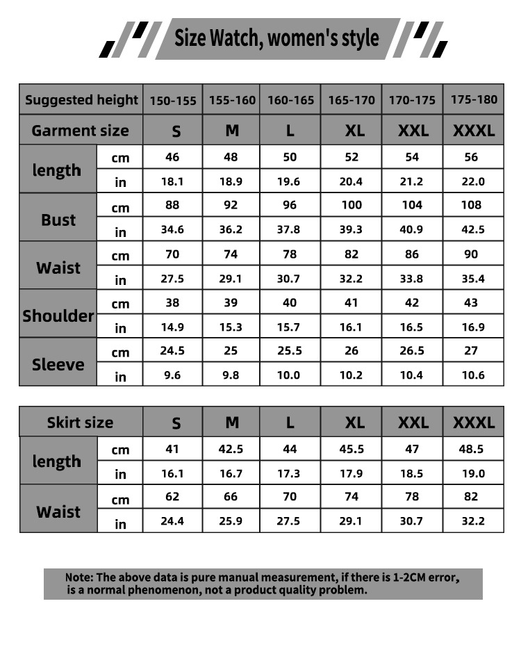 Officer Jenny Costume size chart