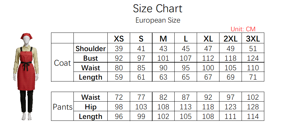Tayama Uniform Costume size chart