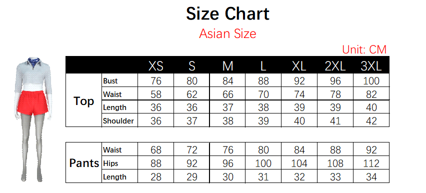 Eleven Costume size chart