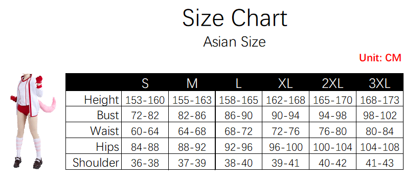 Haru Urara Costume size chart