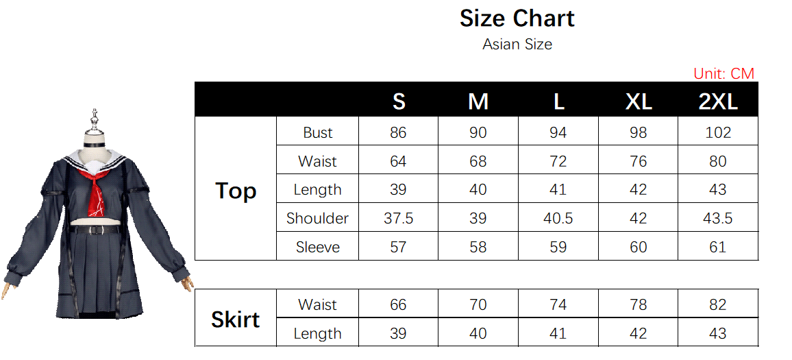 Chisa Costume size chart