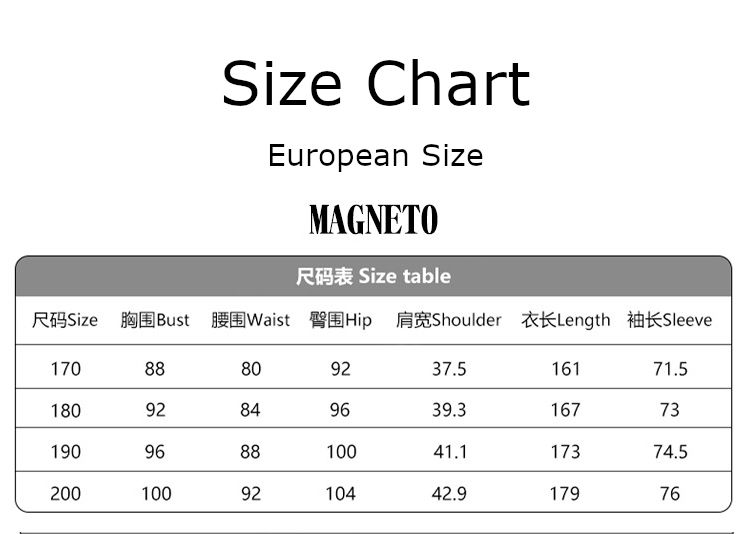 Magneto Costume size chart